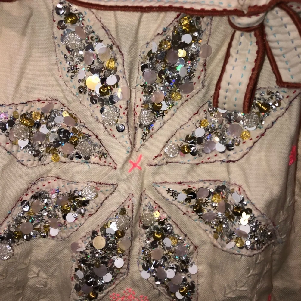 New FP One by Free People Perfect Present Beaded Gift Sack Pillow Sham